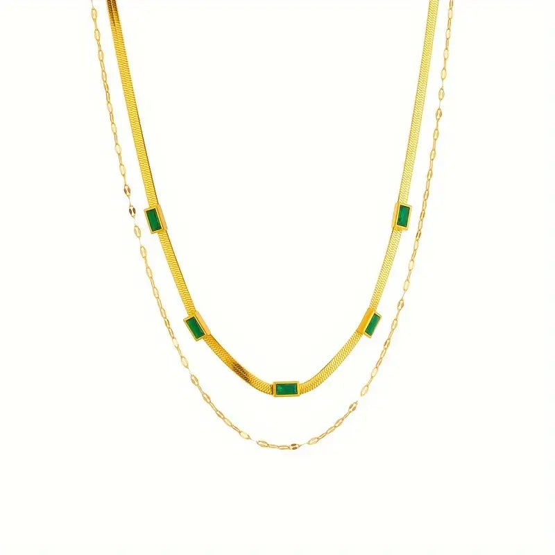 Sorella Gem - Double-Layer Retro Necklace in Gold
