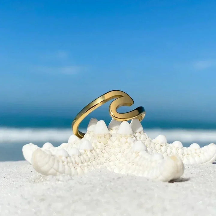Gold Wave Ring - Sea Inspired