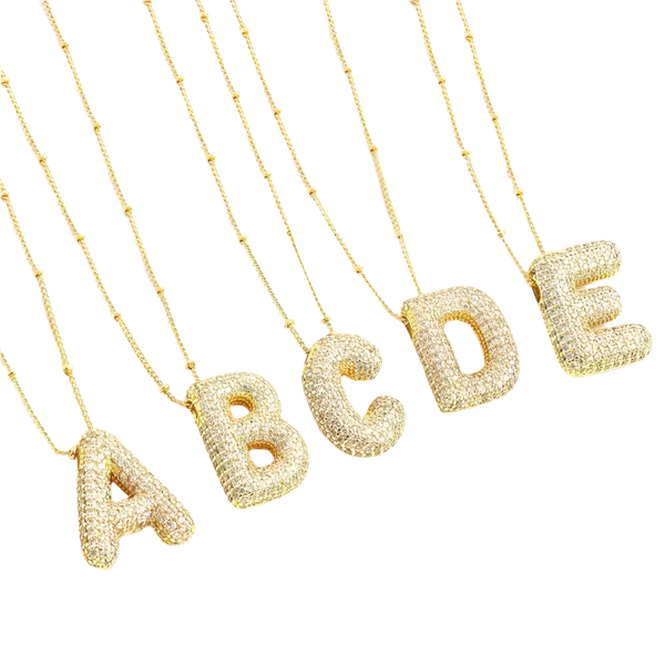 BubbleNote™ - Gold Initial Letter Necklace Set