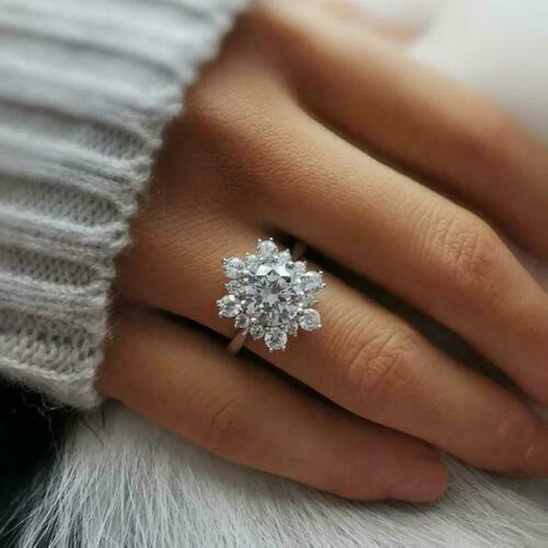 Luna™ - Crystal Blossom Ring in White Gold