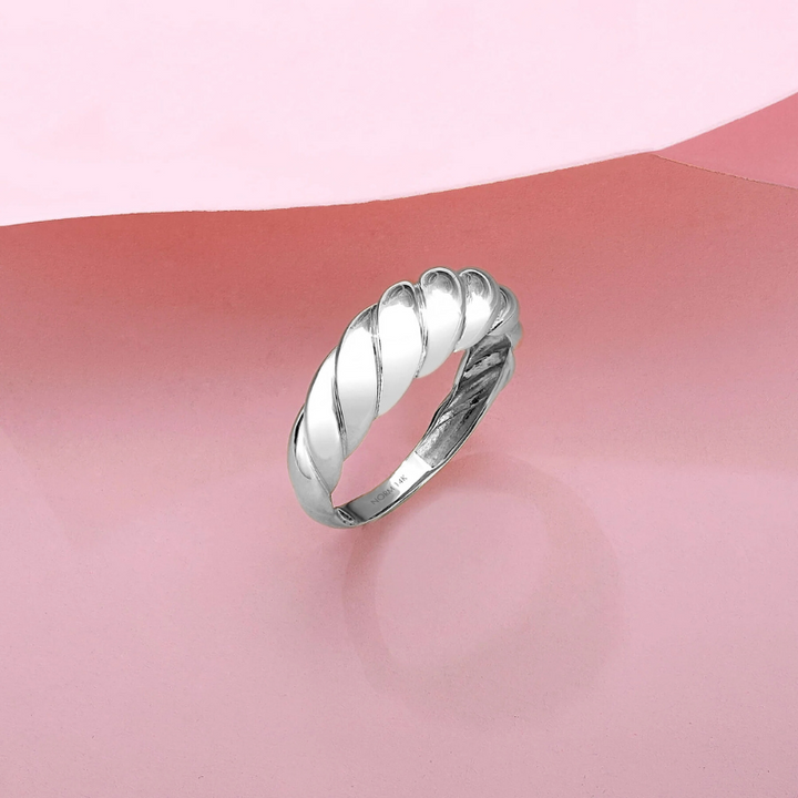 Croissant Ring | White Gold Elegance