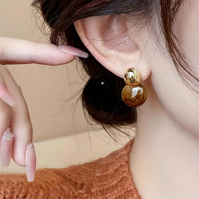Aurélie™ - Amber Drop Earrings in Gold