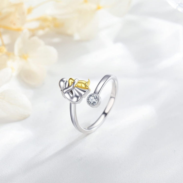 Pawfect™ - Adjustable Handmade Sterling Silver Dog Ring with Zirconia