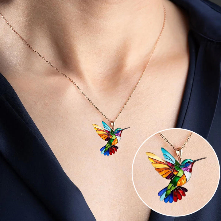 Vibrant Hummingbird Pendant Necklace