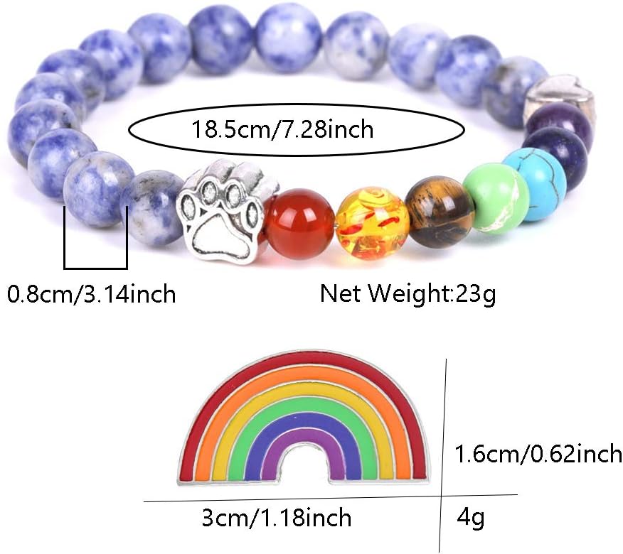 Rainbow Bridge Memorial Bracelet - 7 Chakra Bead Remembrance Gift for Pet Loss
