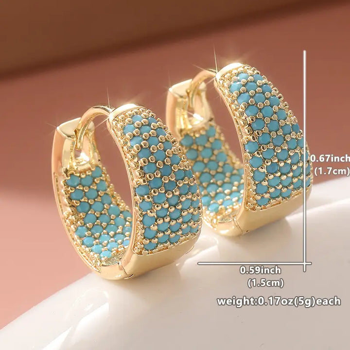 Turquoise & Gold Beaded Hoop Earrings