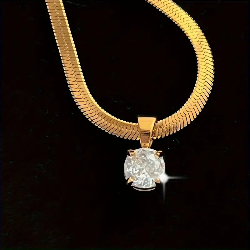 Radiant™ - Gold Rhinestone Pendant Necklace