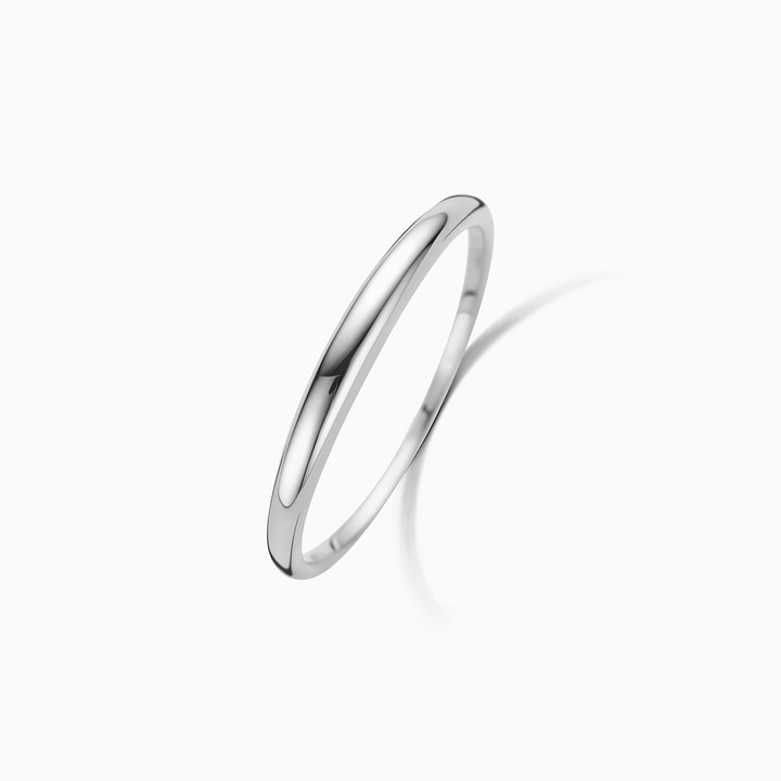 Luna™ - Elegant Slim Dome Ring in White Gold