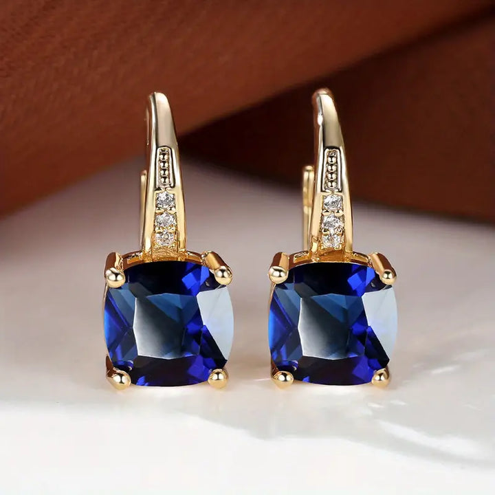 Mystic Sapphire Hoop Earrings in Gold
