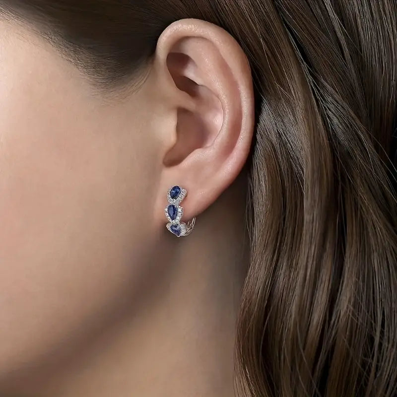 Sapphire Crest Earrings™ - White Gold Elegance