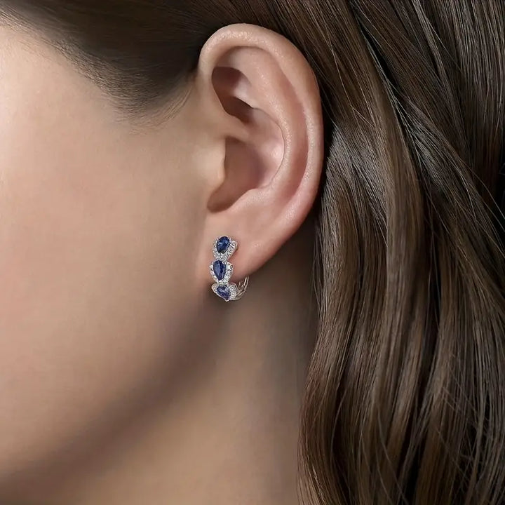 Sapphire Crest Earrings™ - White Gold Elegance