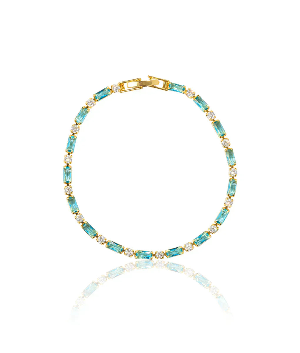 Turquoise Charm Bracelet - Gold Accents