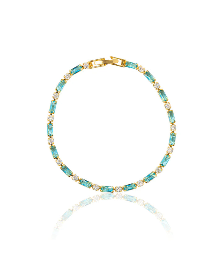 Turquoise Gemstone Bracelet | Gold Accents
