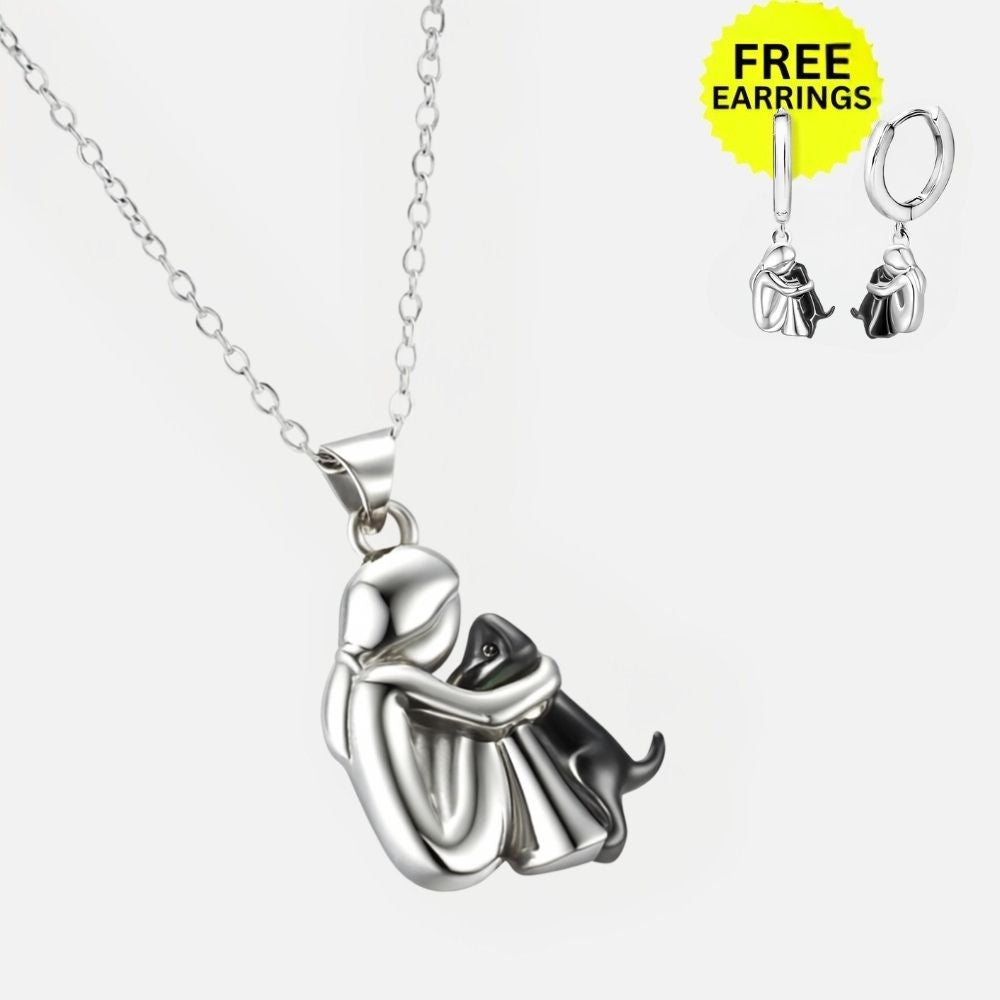 Hug Pendant Necklace with Complimentary Earrings – Exclusive Limited Time Deal