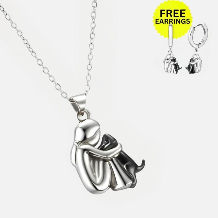 Hug Pendant Necklace with Complimentary Earrings – Exclusive Limited Time Deal