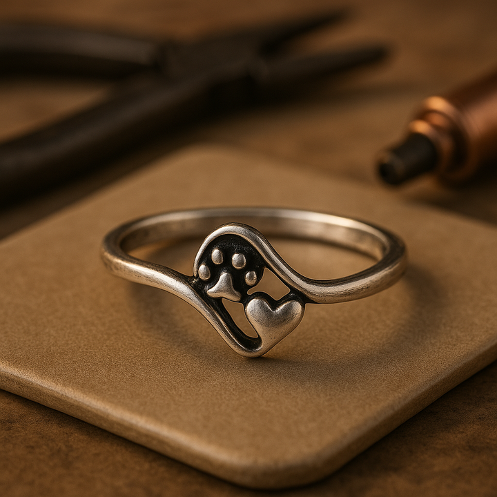Paw & Heart Vintage Sterling Silver Ring