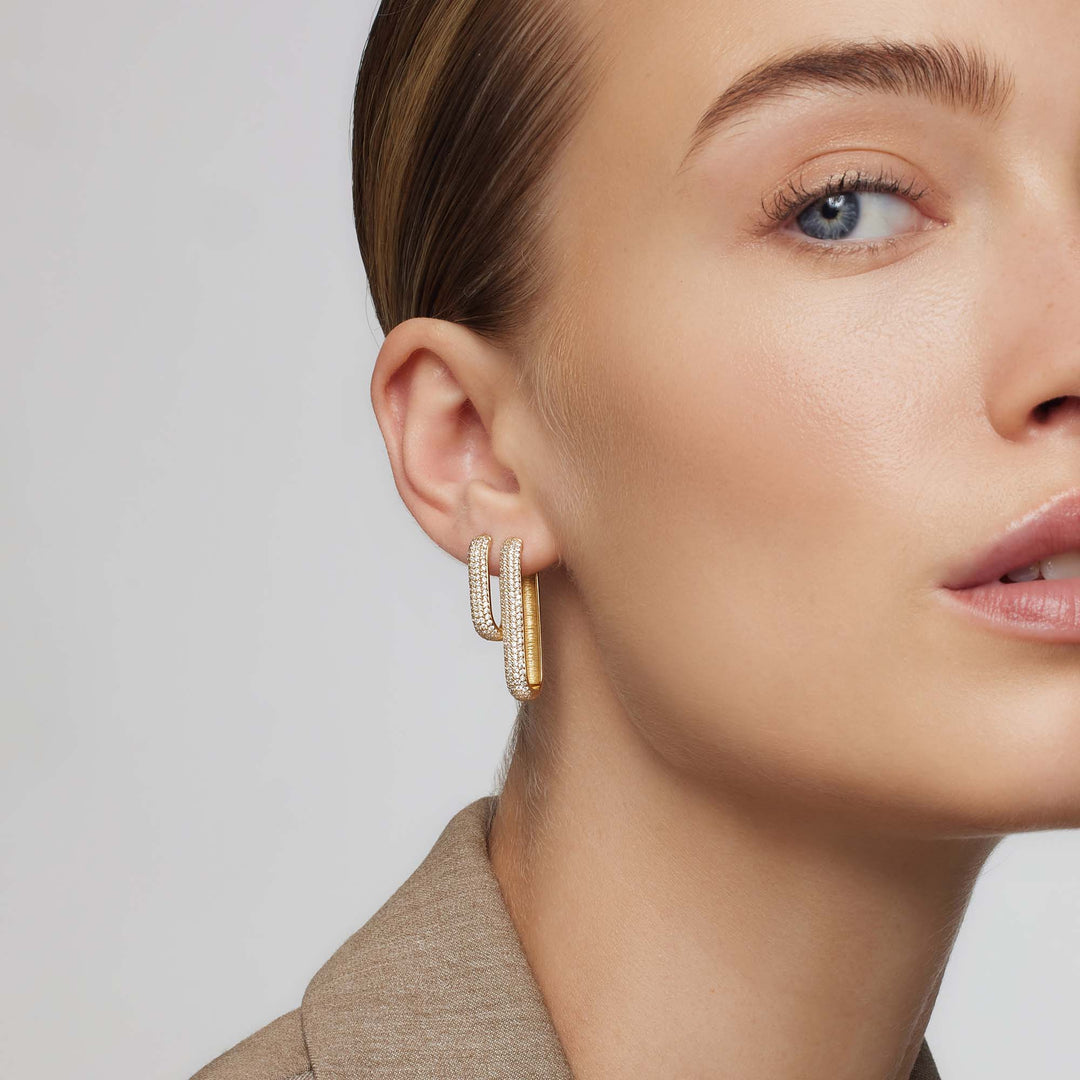 Iconic Pavé Hoop Earrings | Gold