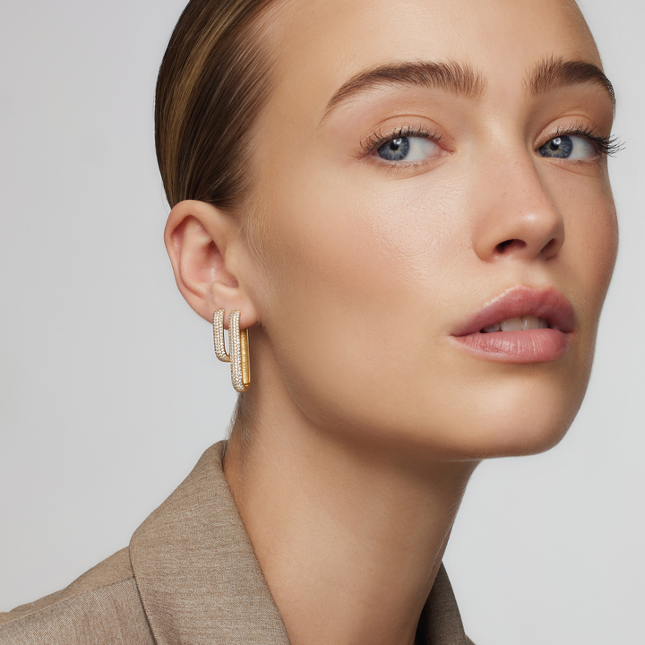 Iconic Pavé Hoop Earrings | Gold