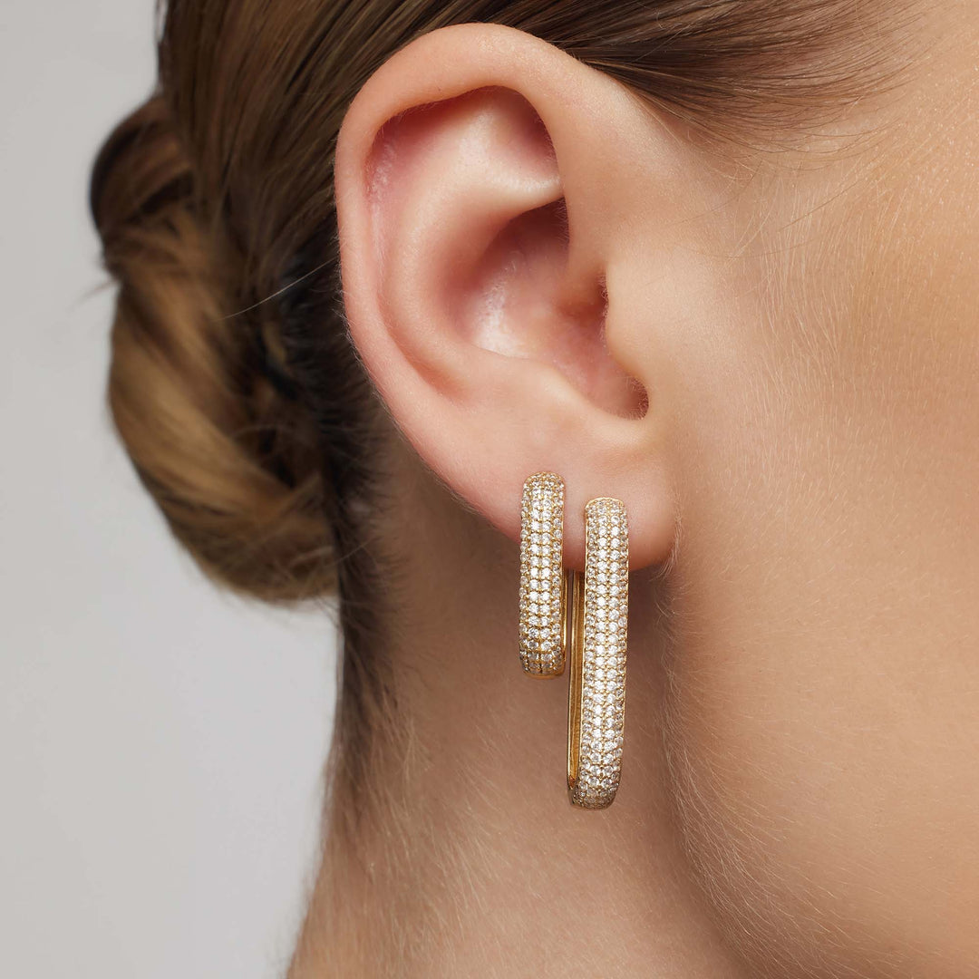 Iconic Pavé Hoop Earrings | Gold