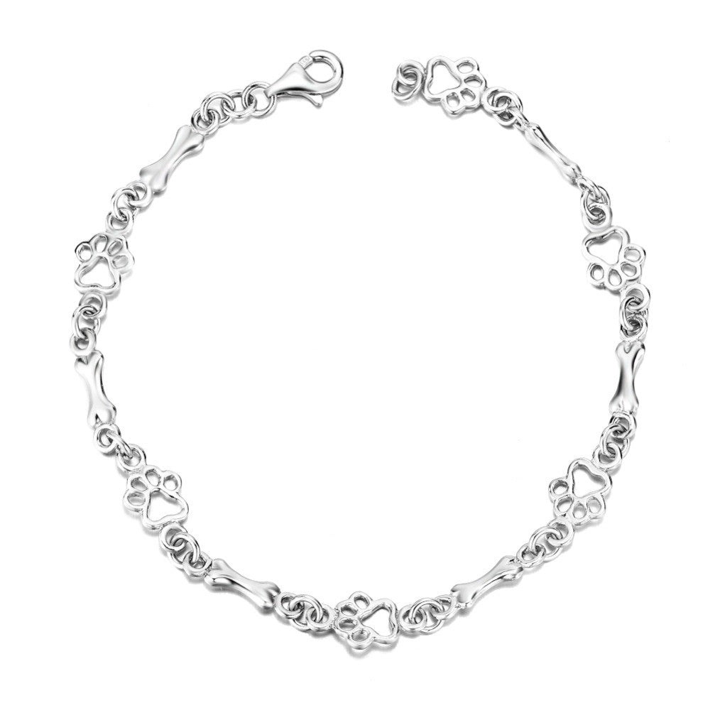 Pawfect™ - Limited Edition Pure Silver Dog Paw and Bone Charm Bracelet