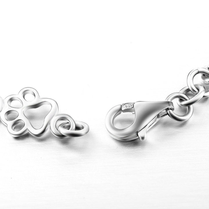 Pawfect™ - Limited Edition Pure Silver Dog Paw and Bone Charm Bracelet