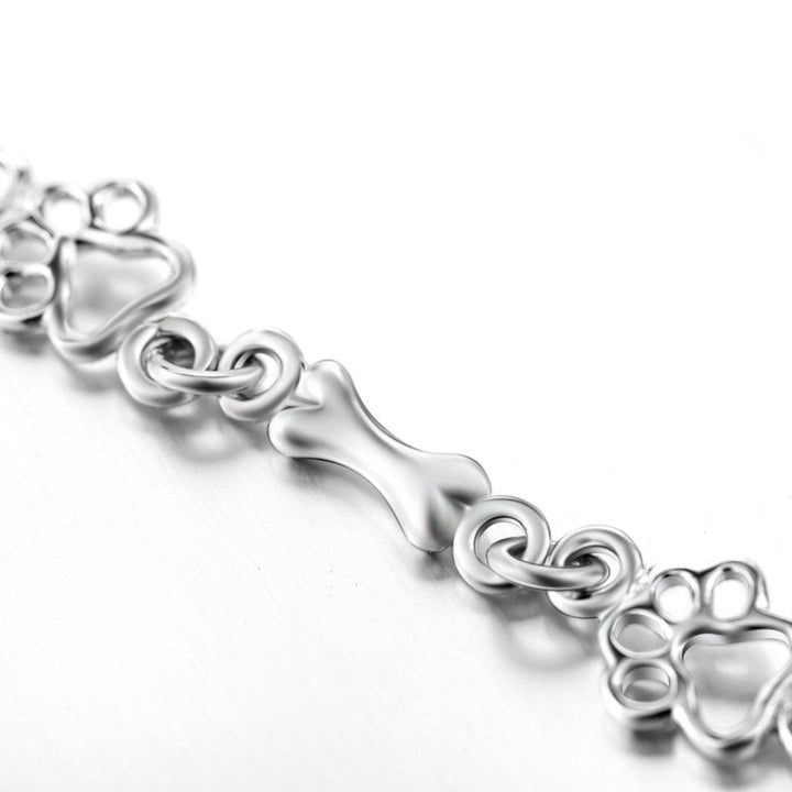 Pawfect™ - Limited Edition Pure Silver Dog Paw and Bone Charm Bracelet
