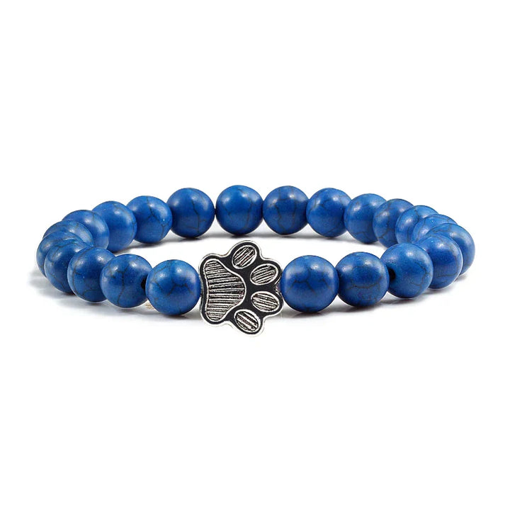 Paw Print Beaded Bracelet – Crafted with Natural Stones