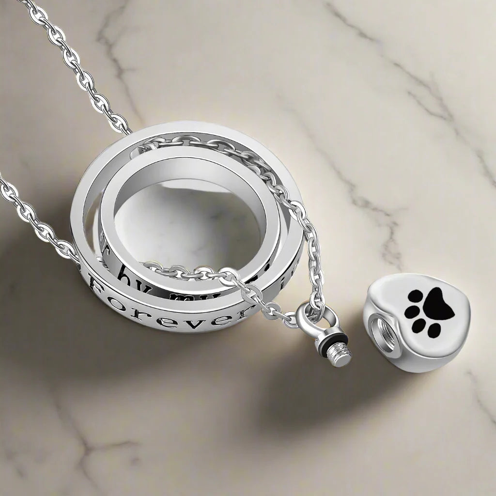 Forever In My Heart - Stainless Steel Paw Urn Necklace