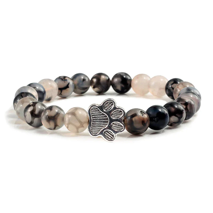 Paw Print Beaded Bracelet – Crafted with Natural Stones
