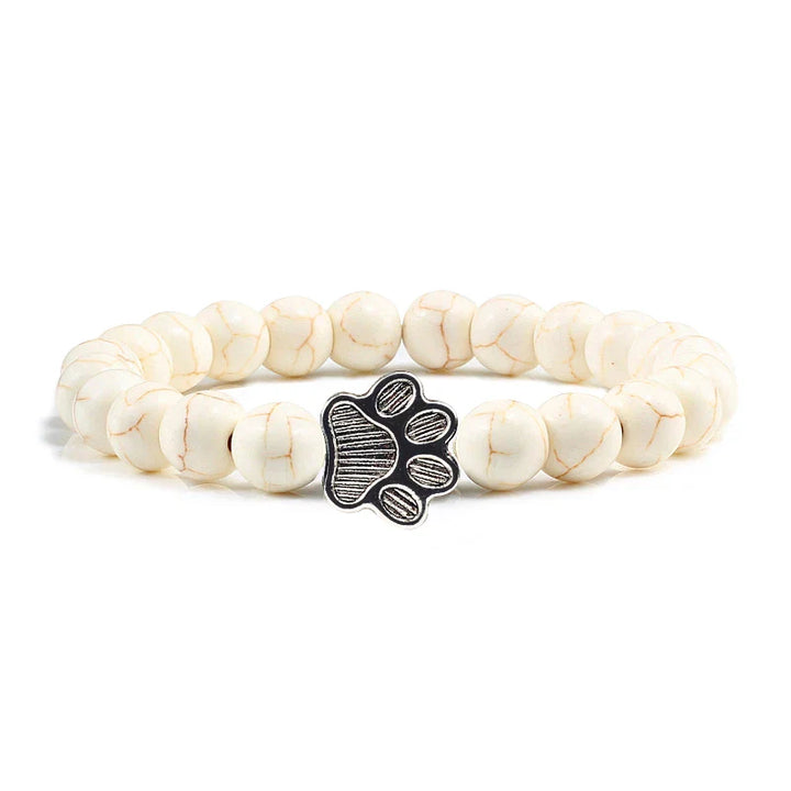 Paw Print Beaded Bracelet – Crafted with Natural Stones