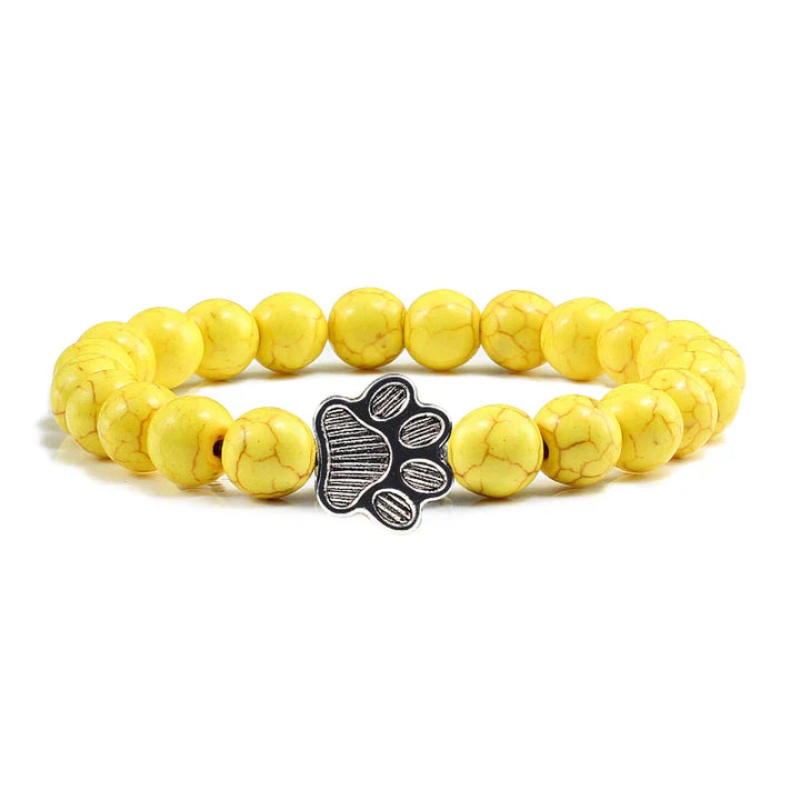 Paw Print Beaded Bracelet – Crafted with Natural Stones