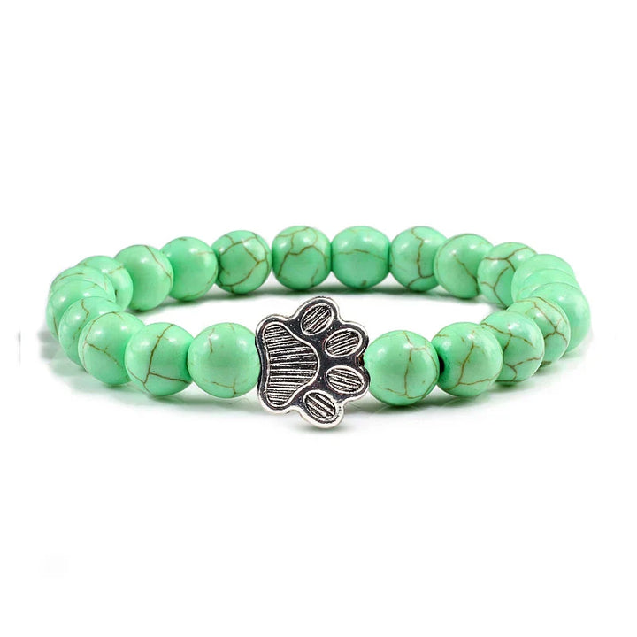 Paw Print Beaded Bracelet – Crafted with Natural Stones