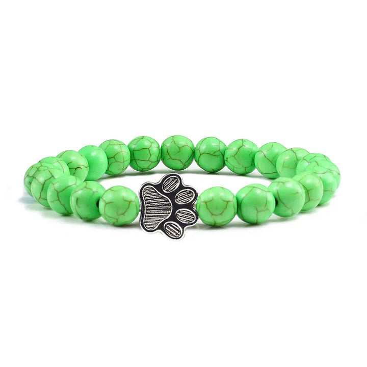 Paw Print Beaded Bracelet – Crafted with Natural Stones