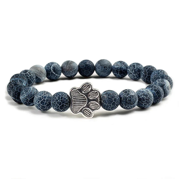 Paw Print Beaded Bracelet – Crafted with Natural Stones