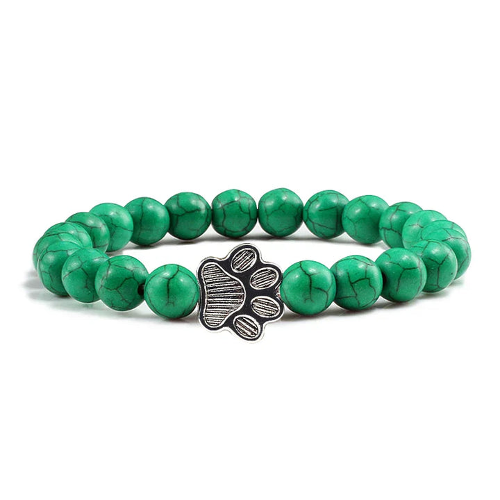Paw Print Beaded Bracelet – Crafted with Natural Stones