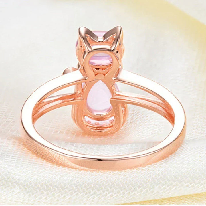 Rose Gold Cat Ring - Elegant Feline Design