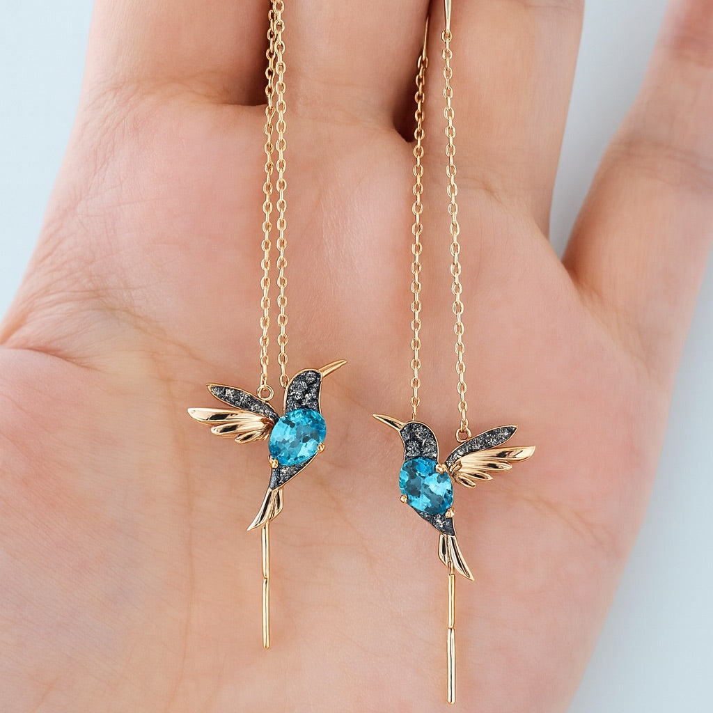 Hummingbird™ - Enamel and Zirconia Earrings