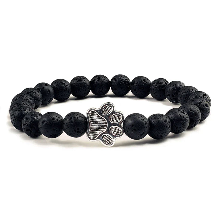 Paw Print Beaded Bracelet – Crafted with Natural Stones