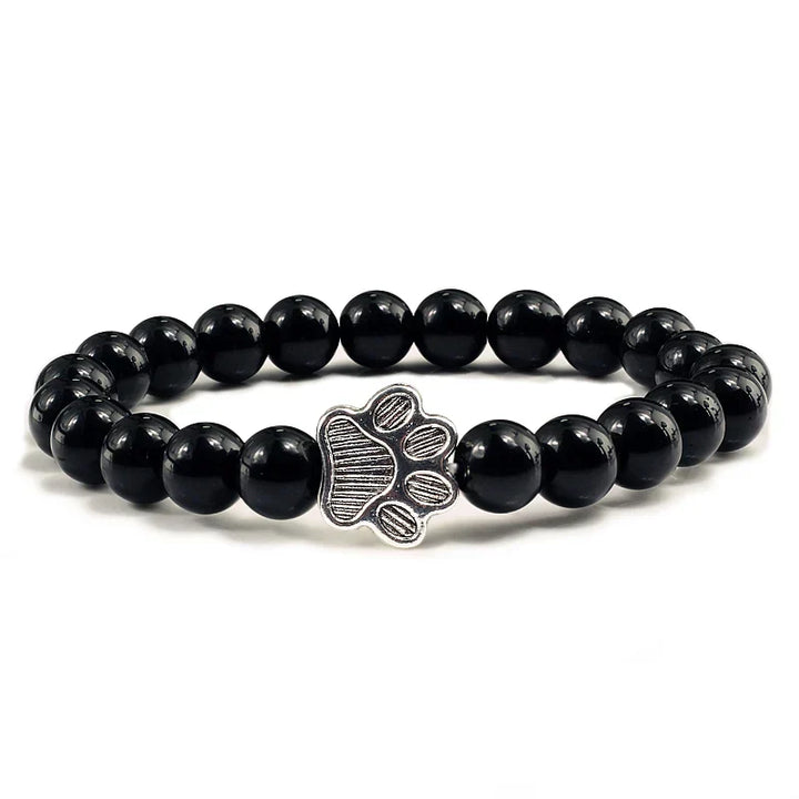 Paw Print Beaded Bracelet – Crafted with Natural Stones