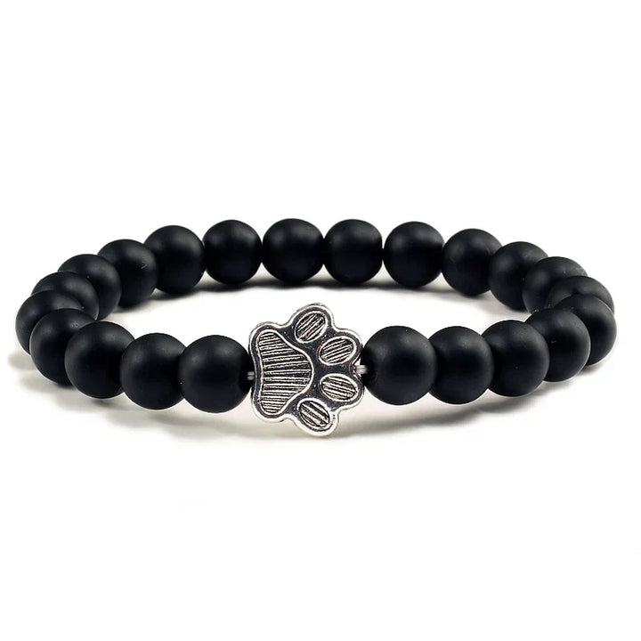 Paw Print Beaded Bracelet – Crafted with Natural Stones