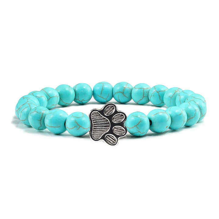Paw Print Beaded Bracelet – Crafted with Natural Stones