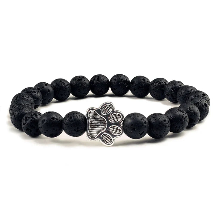 Paw Print Beaded Bracelet – Crafted with Natural Stones