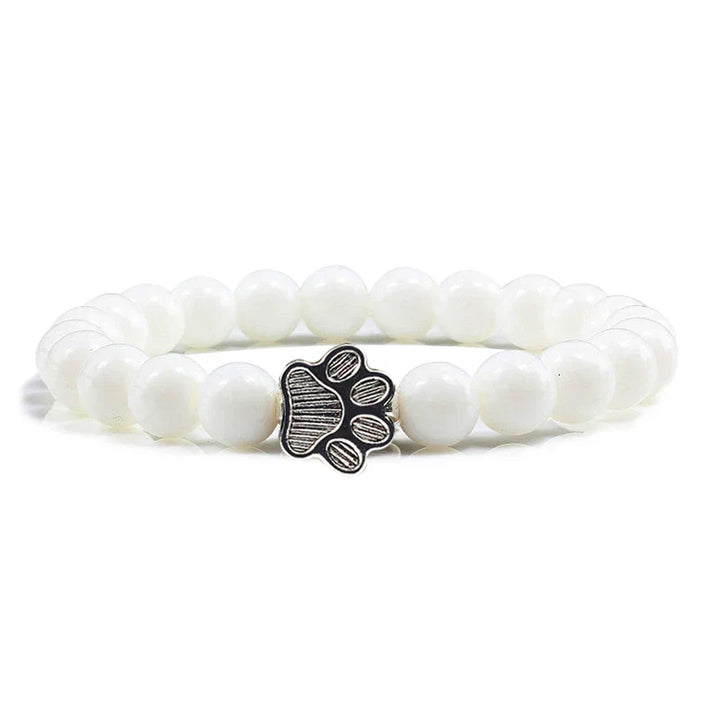 Paw Print Beaded Bracelet – Crafted with Natural Stones