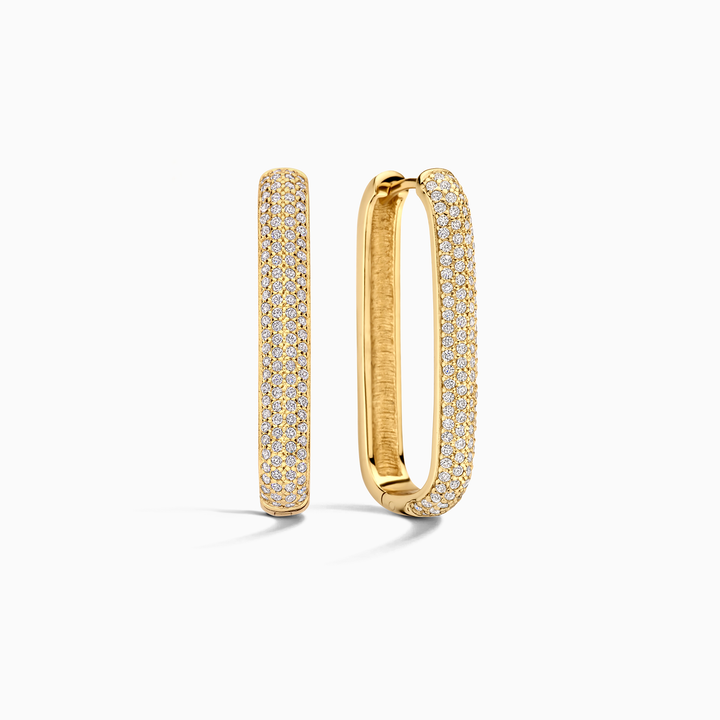 Icona™ - Elegant Gold Large Pave Hoop Earrings