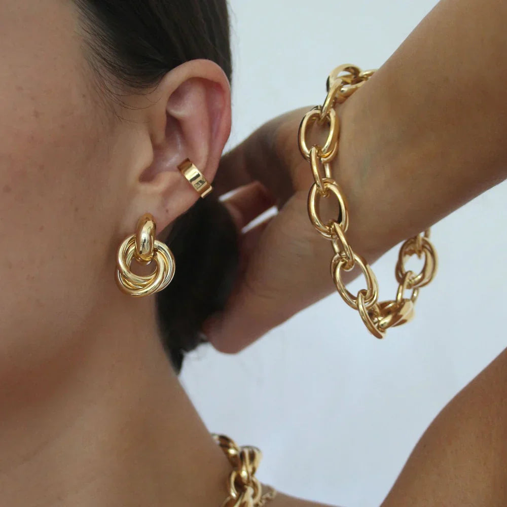Aurora™ - Bold Interlocking Earrings in Gold