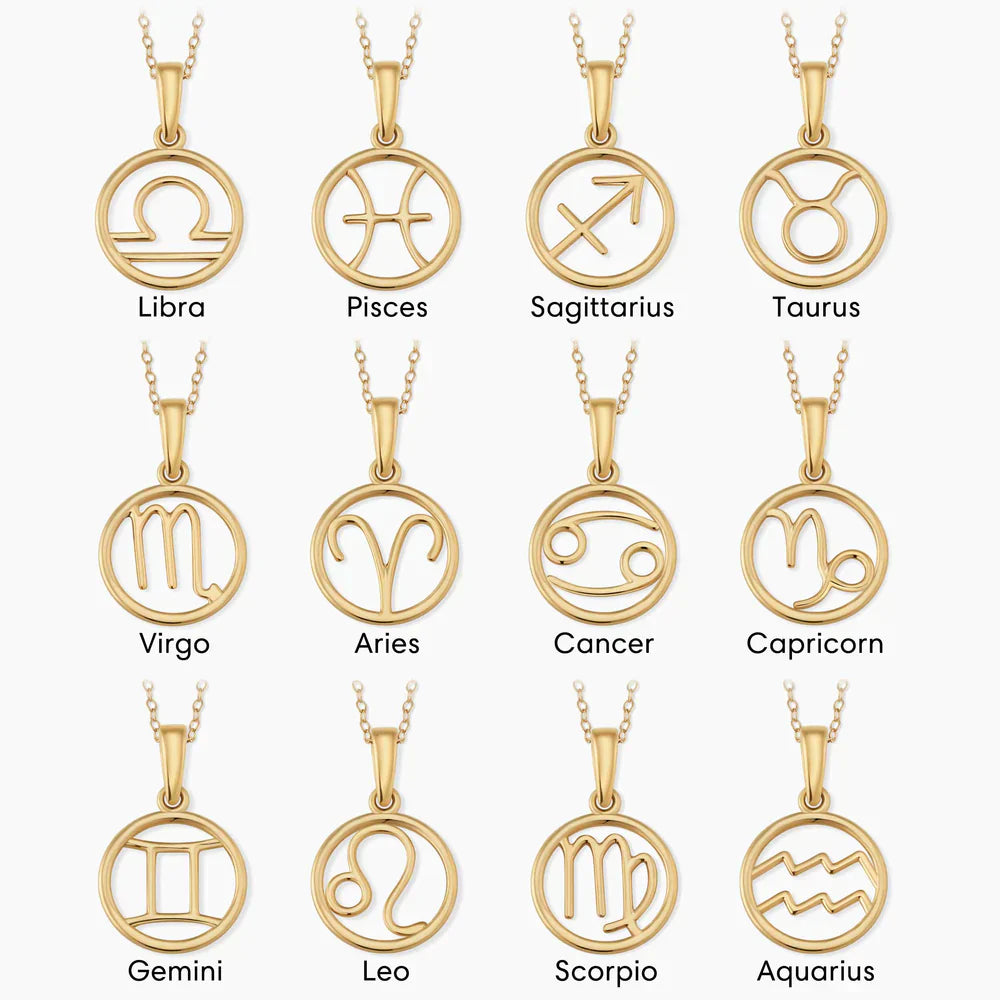 Celestial Charm Necklace - Gold Zodiac Edition