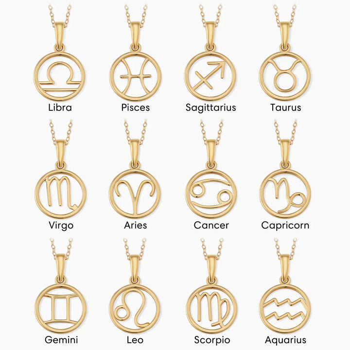 Celestial Charm Necklace - Gold Zodiac Edition