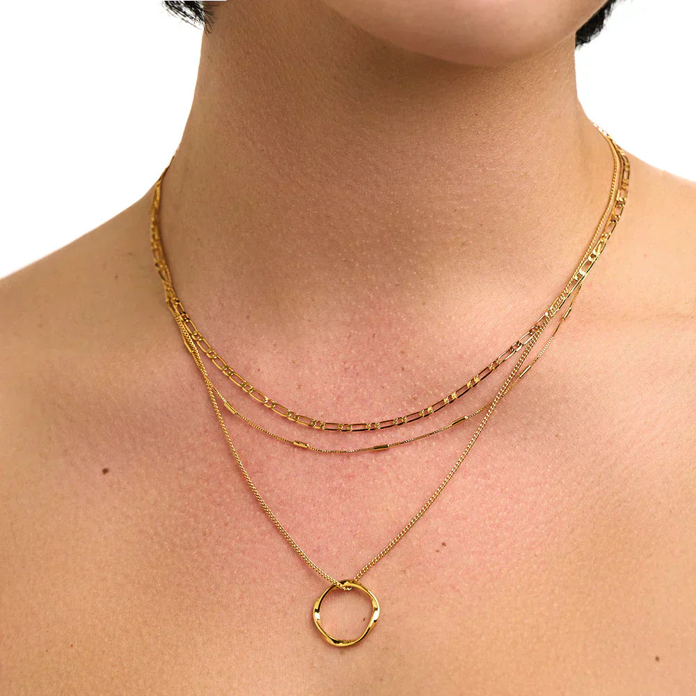 Circa™ - Gold Triple Row Open Circle Necklace