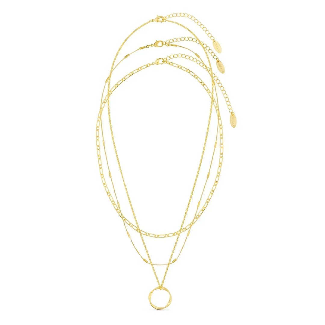 Circa™ - Gold Triple Row Open Circle Necklace