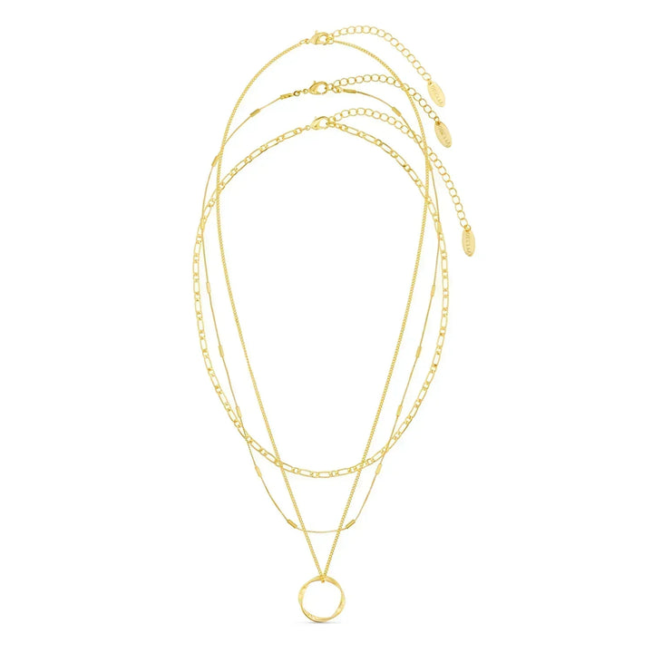 Circa™ - Gold Triple Row Open Circle Necklace